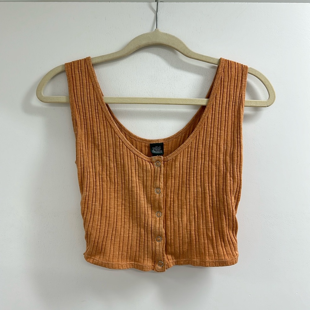 Wild Fable Ribbed Button Tank